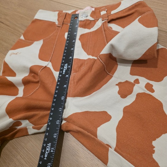 Lisa Says Gah Robyn Cow Print Jeans Brown Cream Wide Leg High Rise Size 26 - Picture 8 of 12